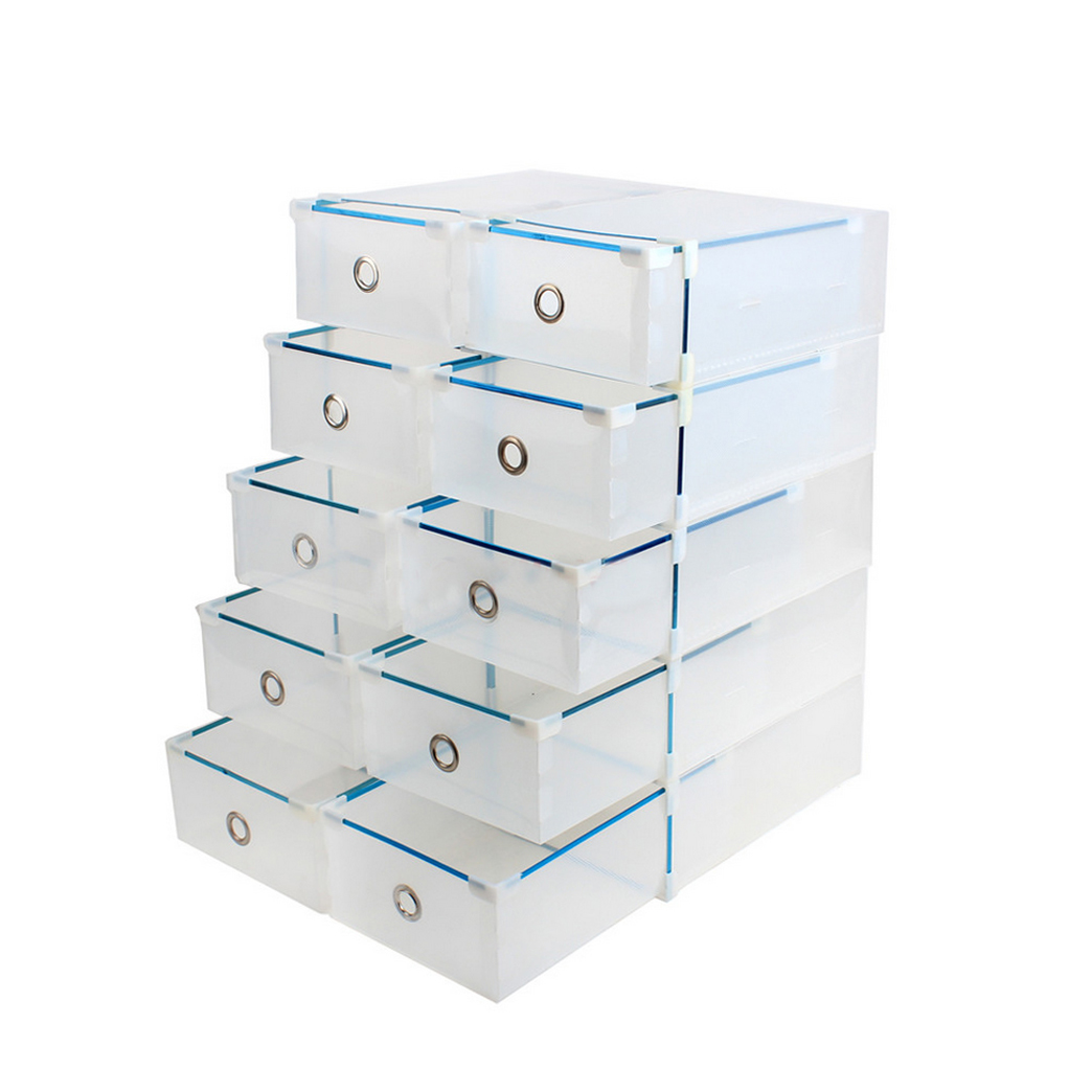 10PCS Plastic Shoe Boxes Stackable Drawer Storage ...